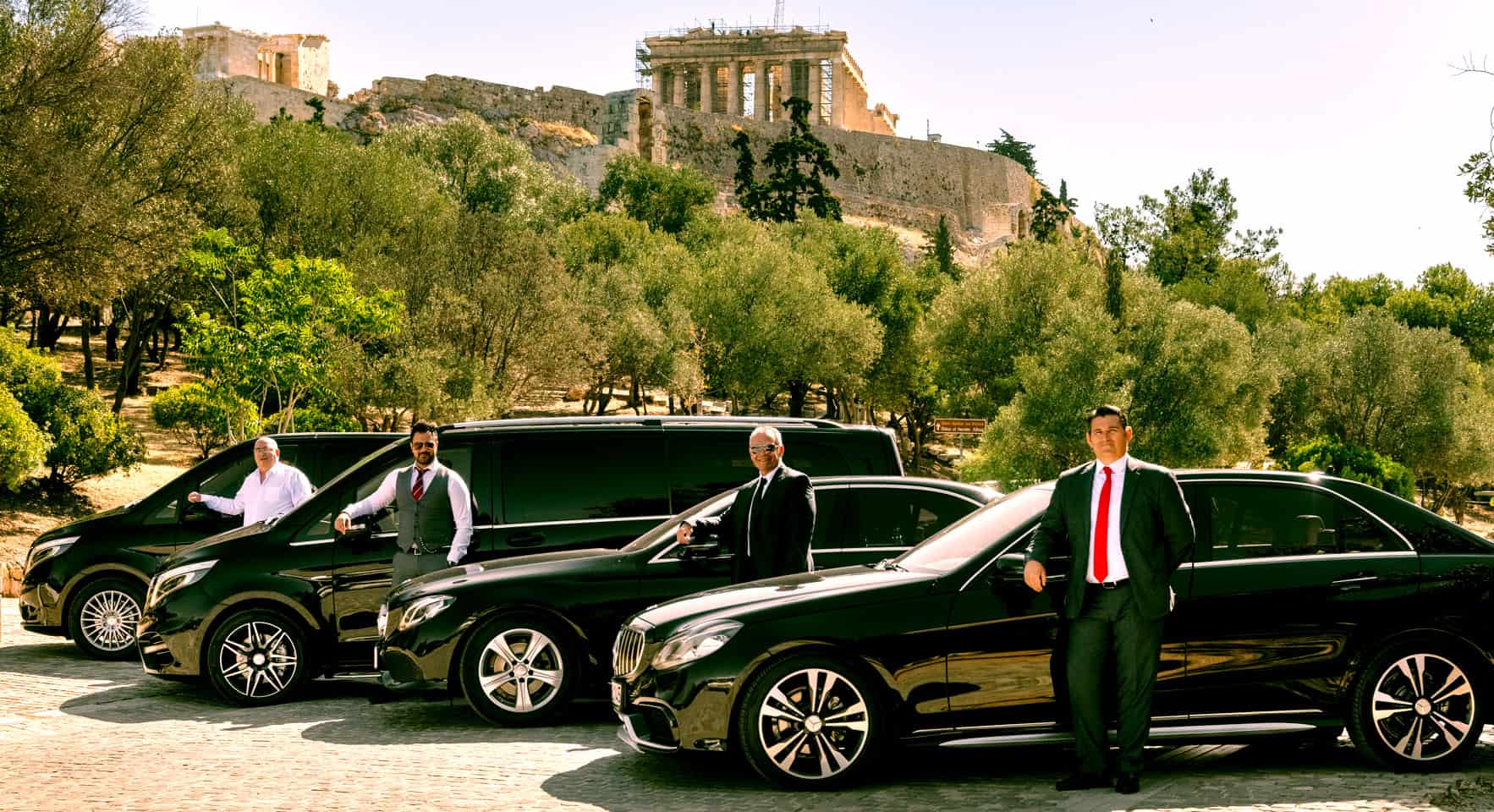 Holiday Vacation Packages Greece with mercedes sedan and minivans