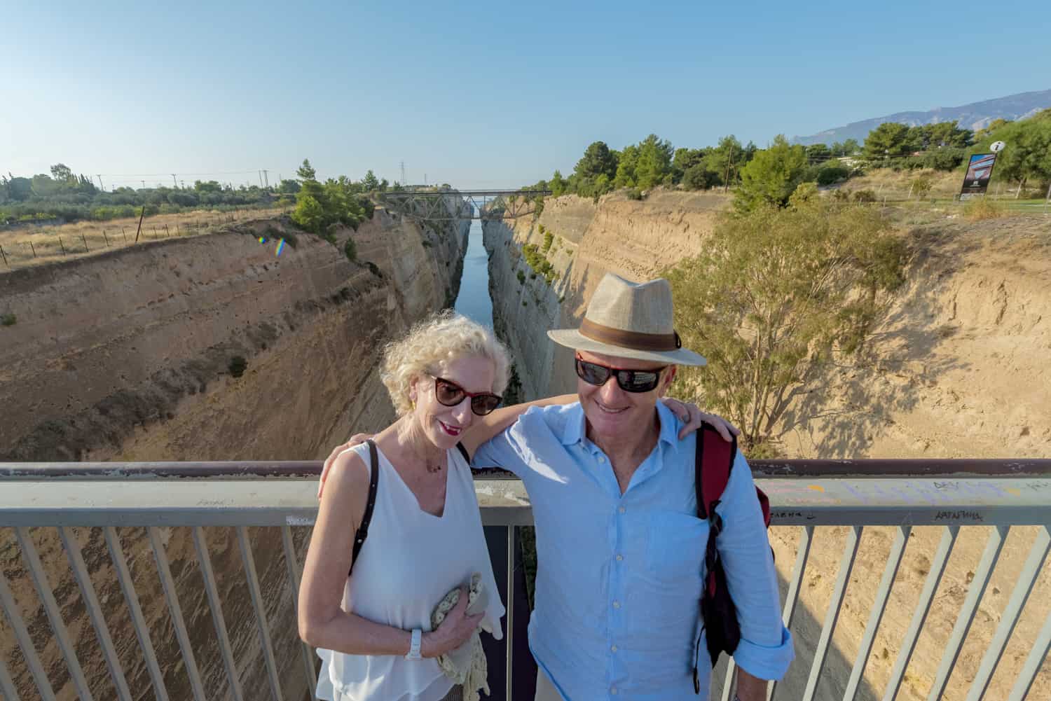 The Corinth canal connects the Ionian sea with the gulf of Corinth and is an impressive historical piece of engineering